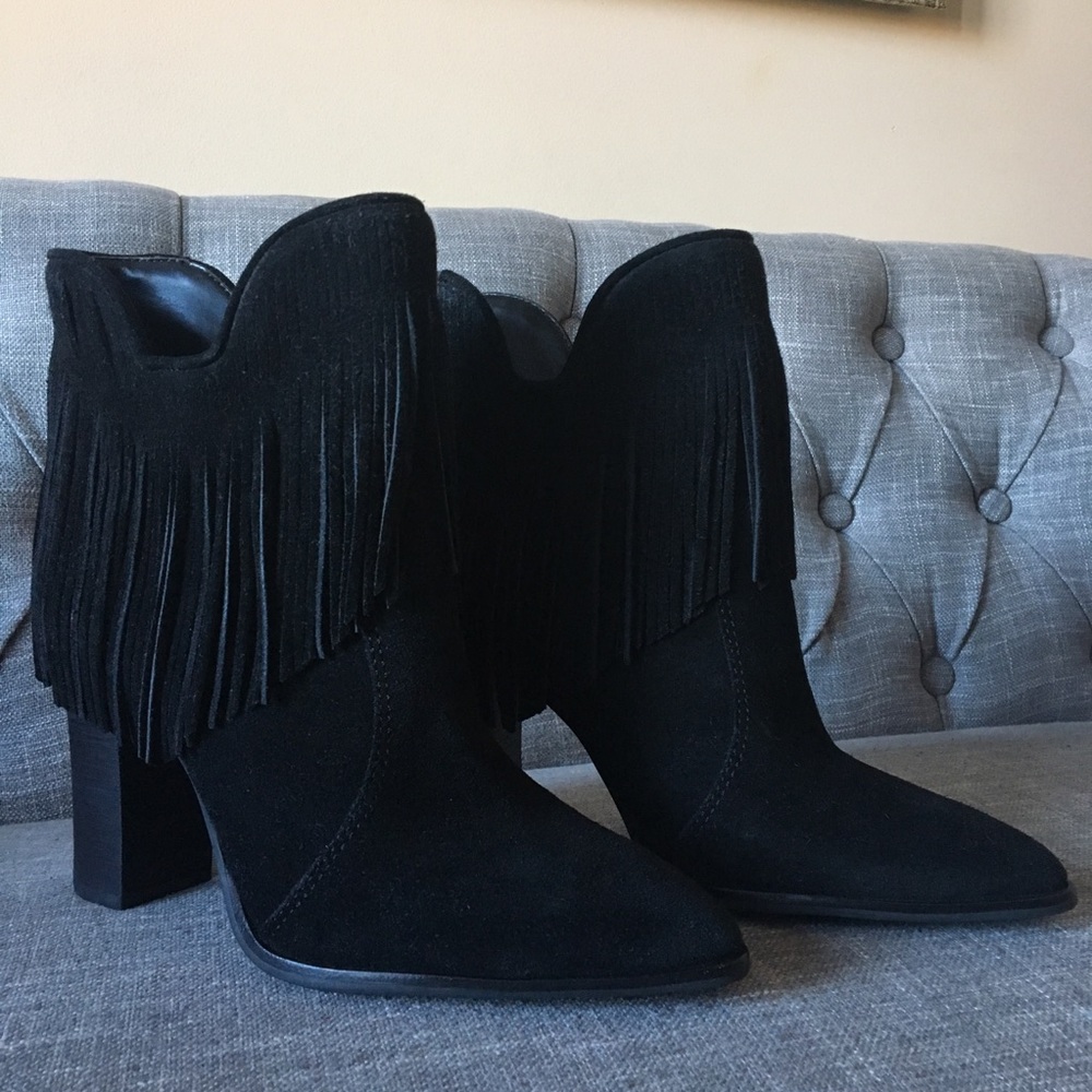 Faux Suede Black Ankle Boots